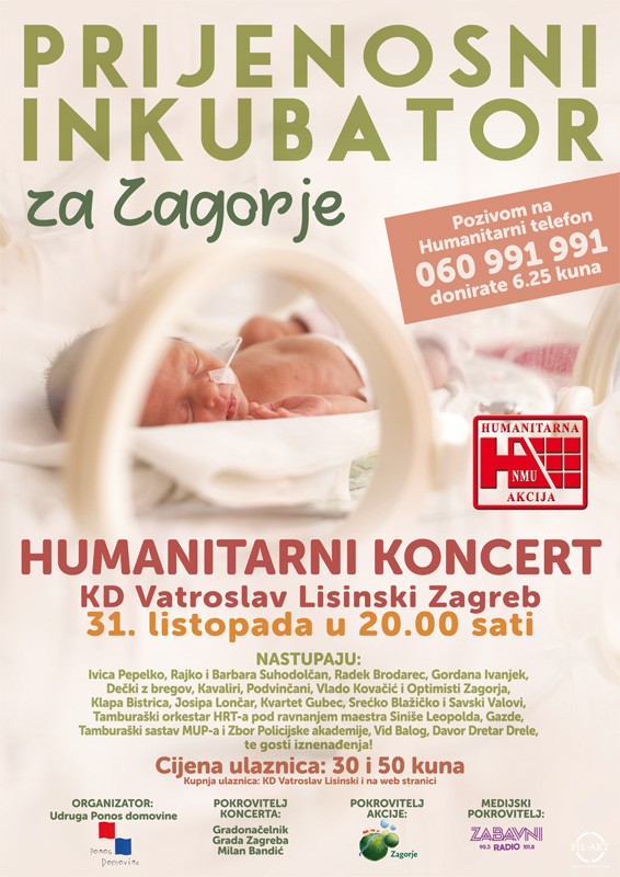 Najava: Humanitarna akcija - Prijenosni inkubator za Zagorje